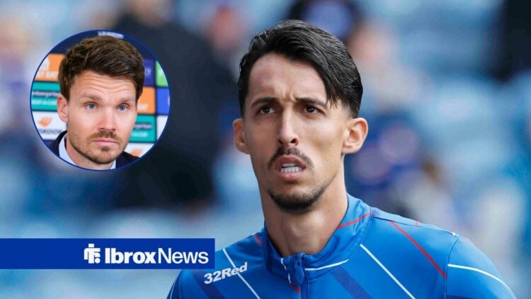 Rangers striker Bojan Miovski and Danny Rohl in circular inset