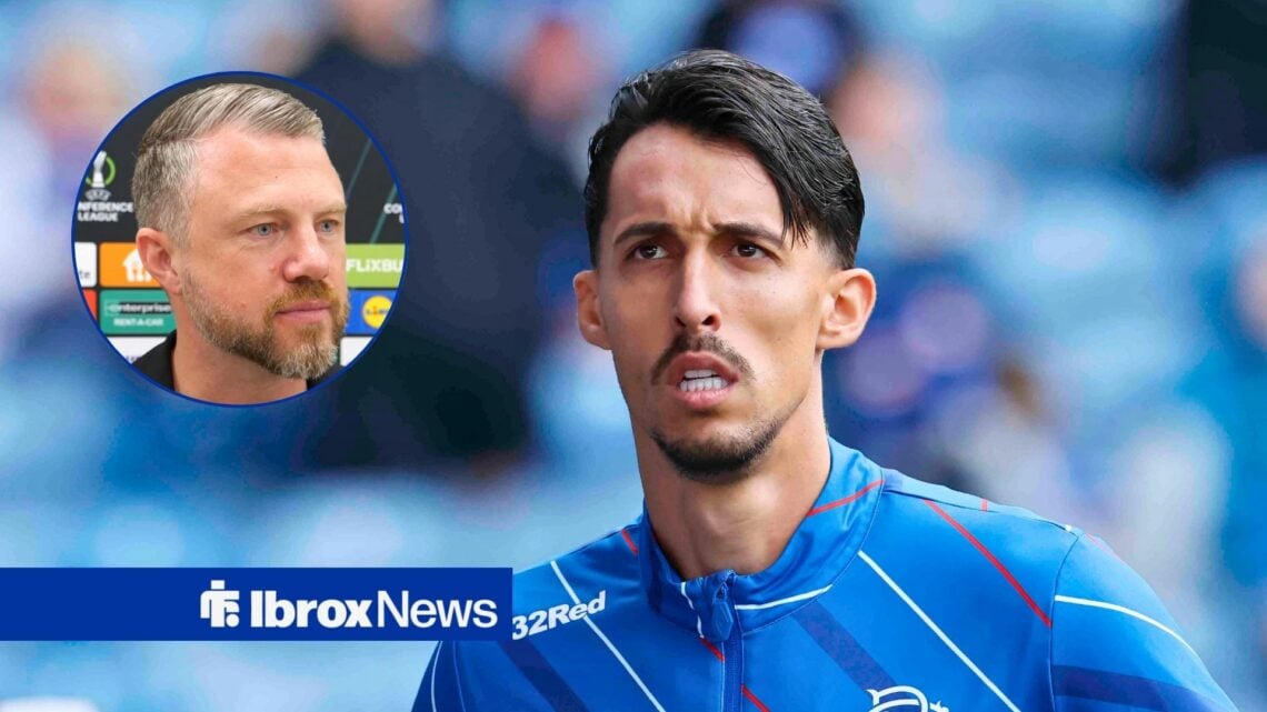 Rangers striker Bojan Miovski and Aberdeen manager Jimmy Thelin