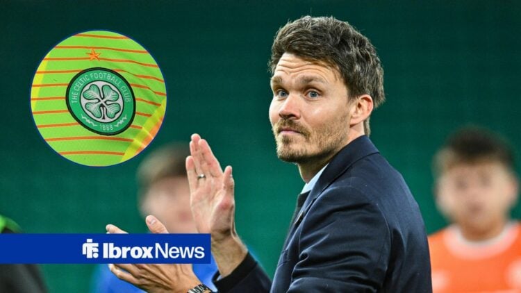 Rangers manager Danny Rohl and Celtic badge in circular inset
