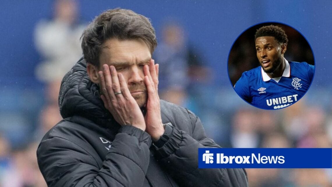 Danny Rohl puts his head in his hands and Youssef Chermiti in a round overlay