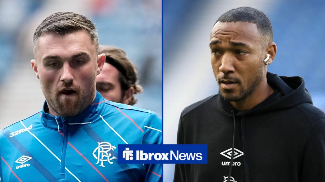 John Souttar and Derek Cornelius in Rangers training gear