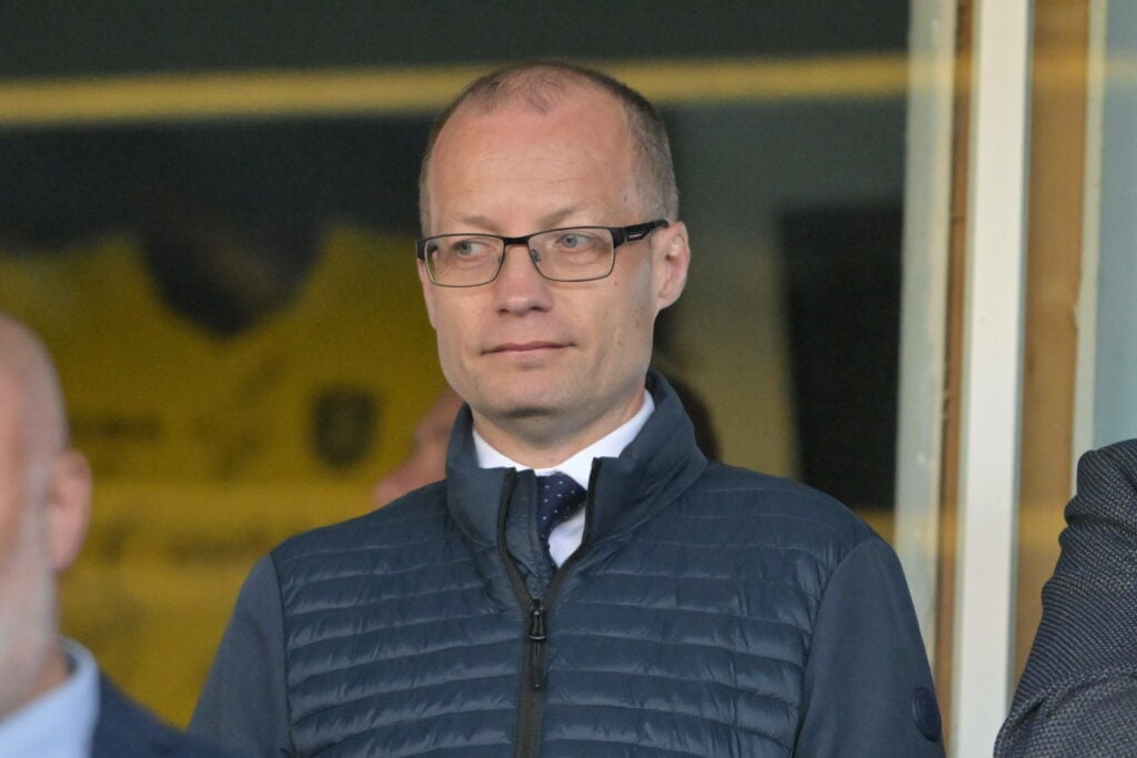 Willie Collum watches a Scottish Premiership match