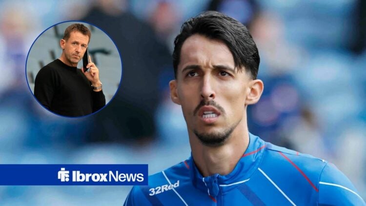 Bojan Miovski looking at Neil McCann in circle