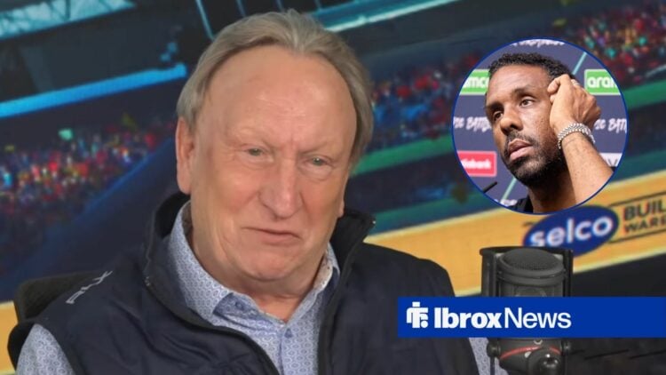 Neil Warnock looking at Wilfried Nancy in circle