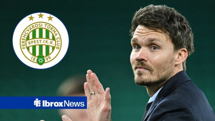 Danny Rohl alongside a circle inset of the Ferencvaros badge.