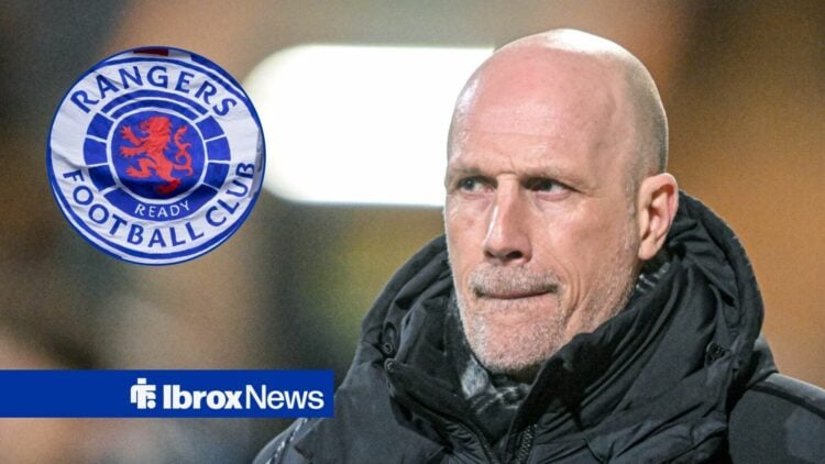 Philippe Clement alongside a circle inset of the Rangers badge.