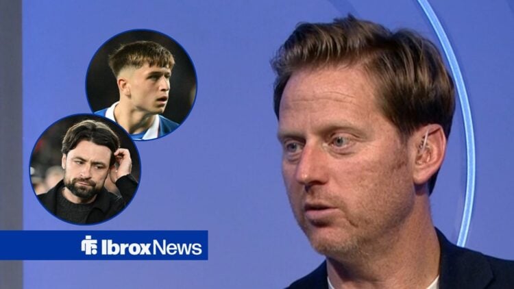 Michael Stewart alongside circle insets of Mikey Moore and Russell Martin.