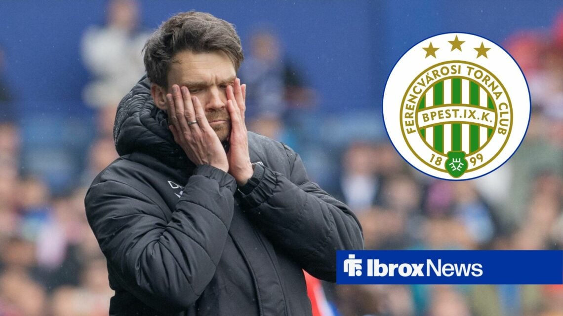 Danny Rohl alongside a circle inset of the Ferencvaros badge.