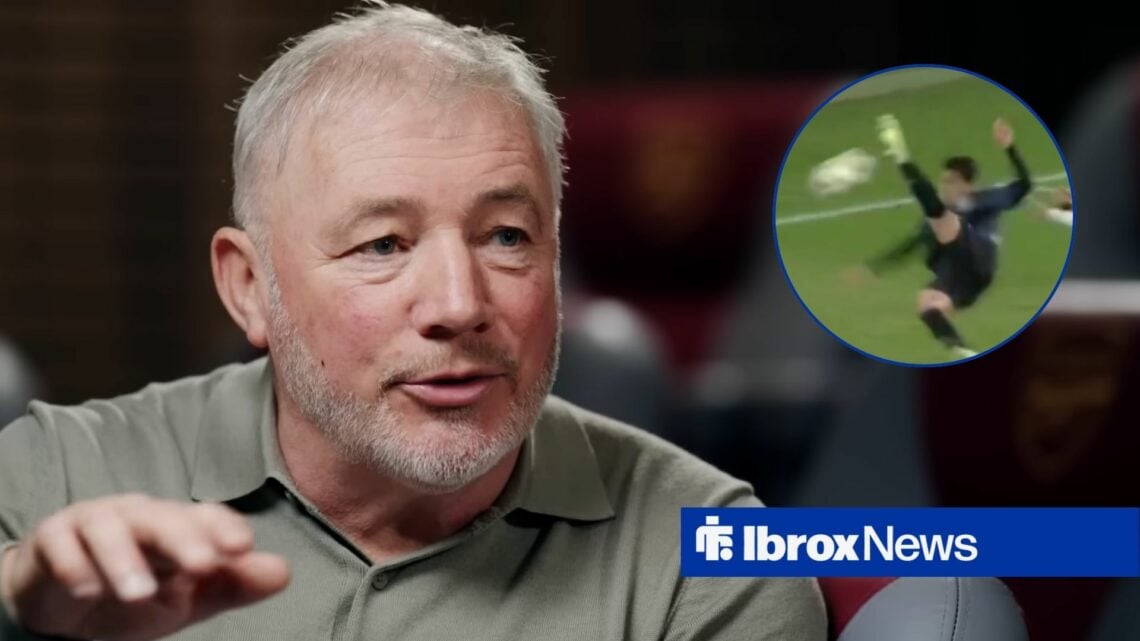 Ally McCoist looking towards a circle inset of Bojan Miovski scoring for Rangers