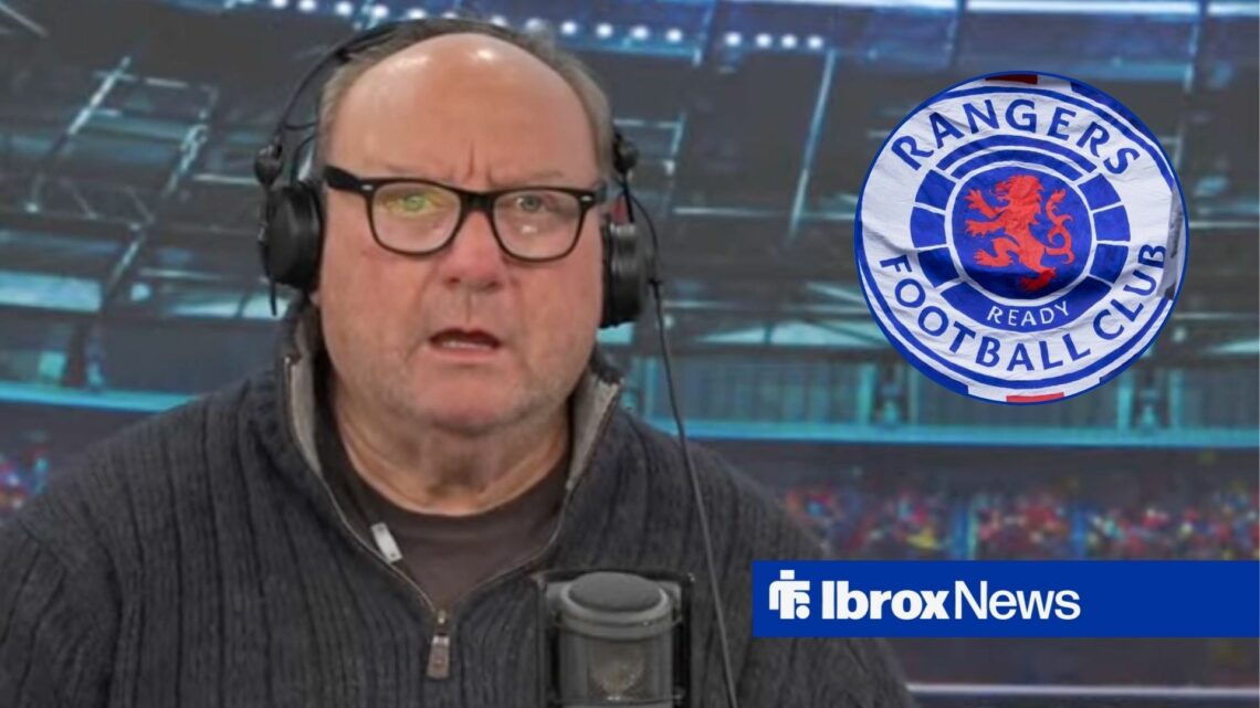 Alan Brazil alongside a circle inset of the Rangers badge.