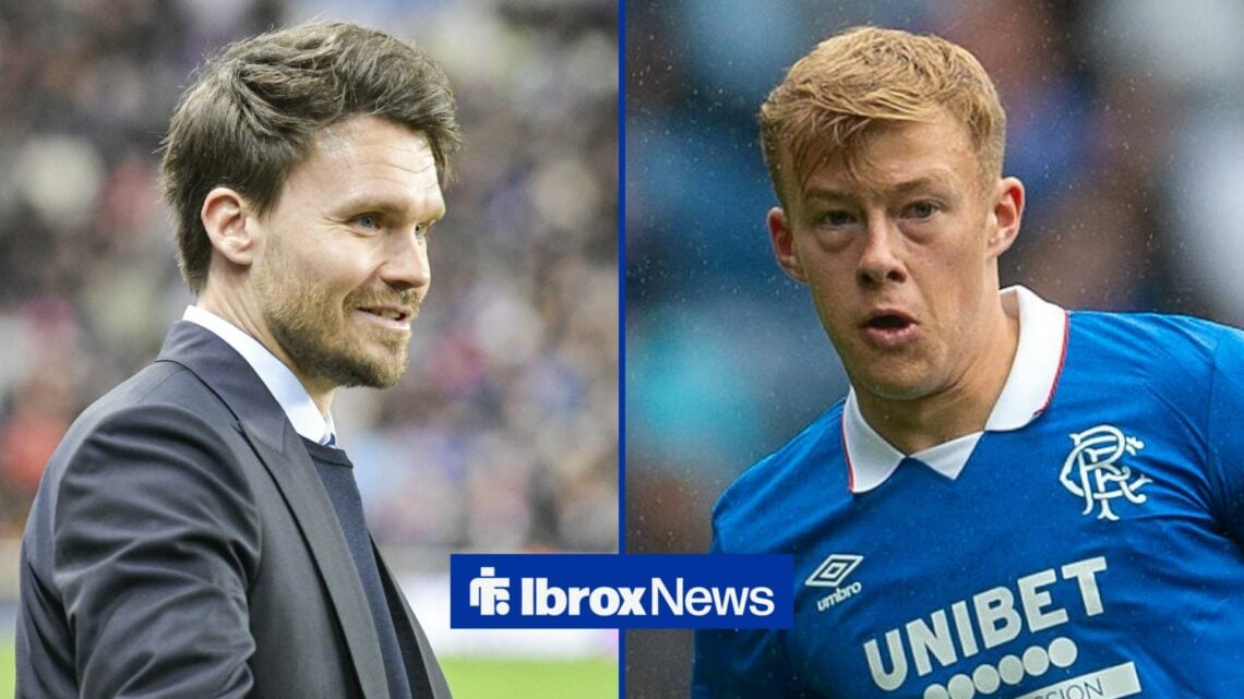 Danny Rohl smiling in the direction of Connor Barron.