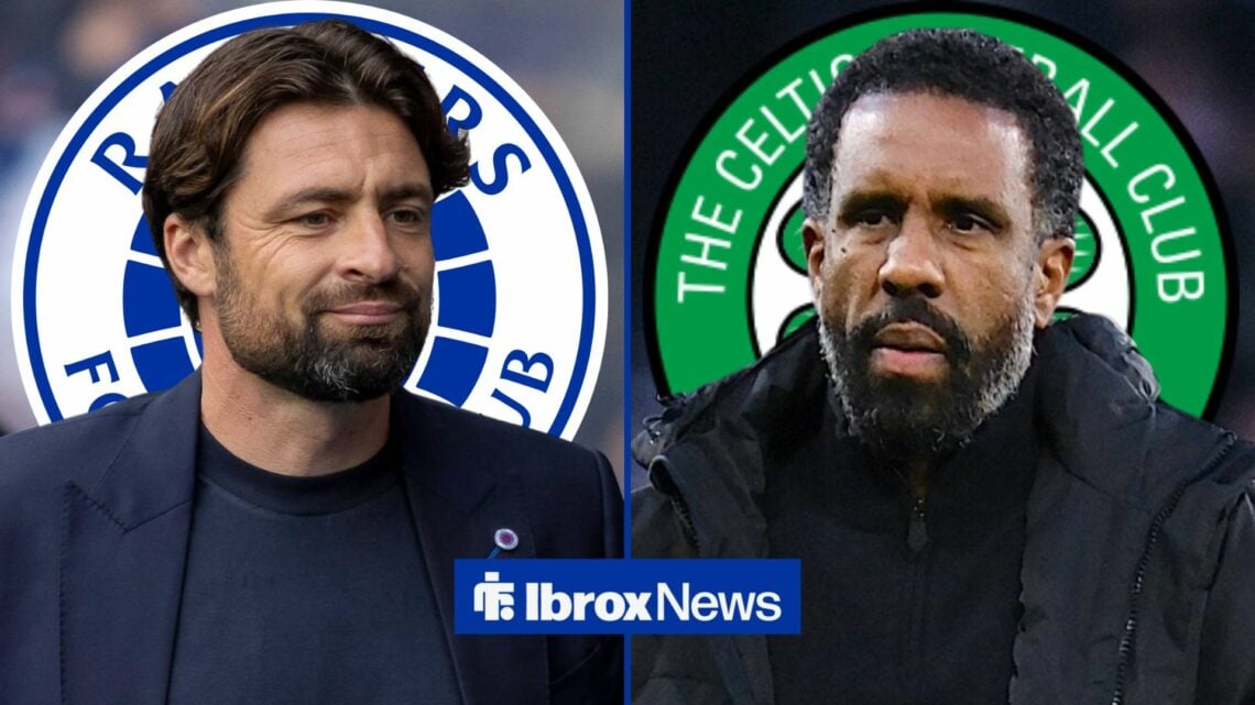 Russell Martin smiling looking towards Wilfried Nancy looking annoyed