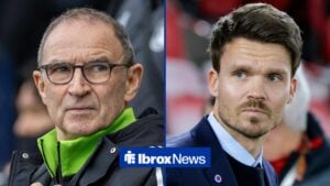 Split image of Celtic boss Martin O'Neill and Rangers manager Danny Rohl