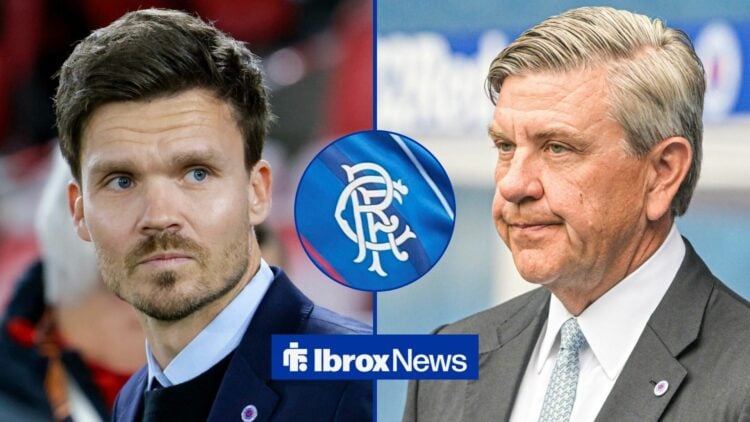 Danny Rohl and Andrew Cavenagh looking at each other with a serious expression.