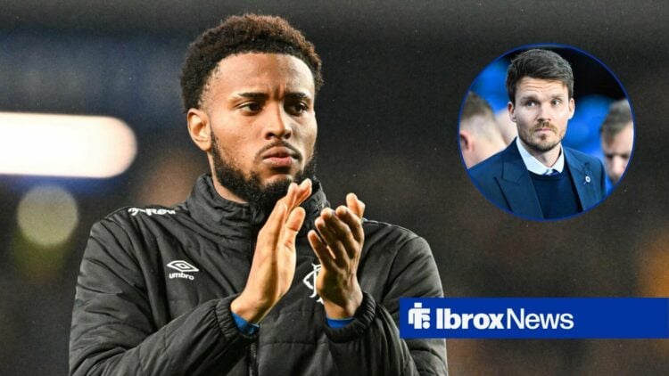 Youssef Chermiti applauds in a Rangers coat and Danny Rohl in a round overlay