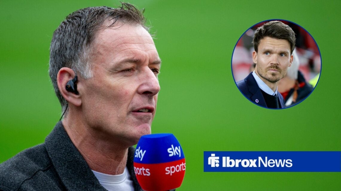 Chris Sutton speaking, Rangers boss Danny Rohl in inset.