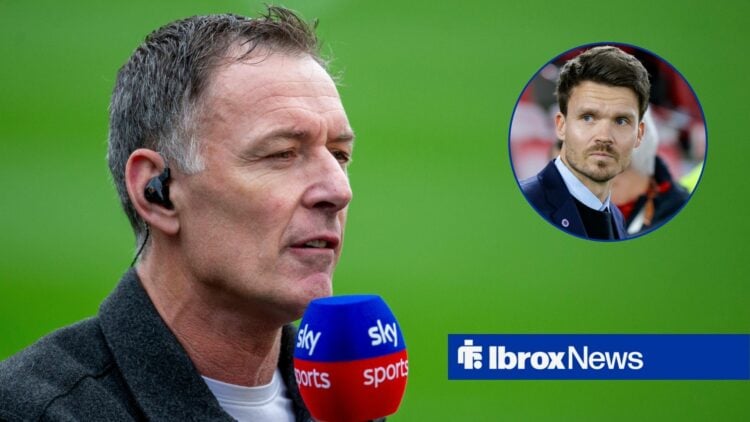 Chris Sutton speaking, Rangers boss Danny Rohl in inset.