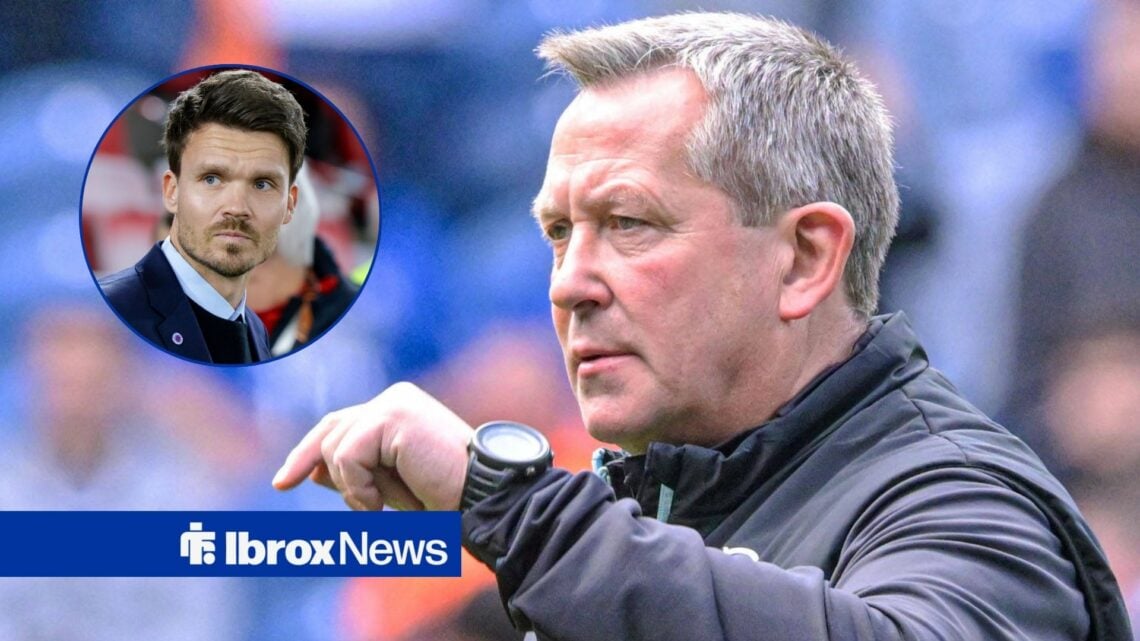 Billy Dodds with Rangers boss Danny Rohl inset