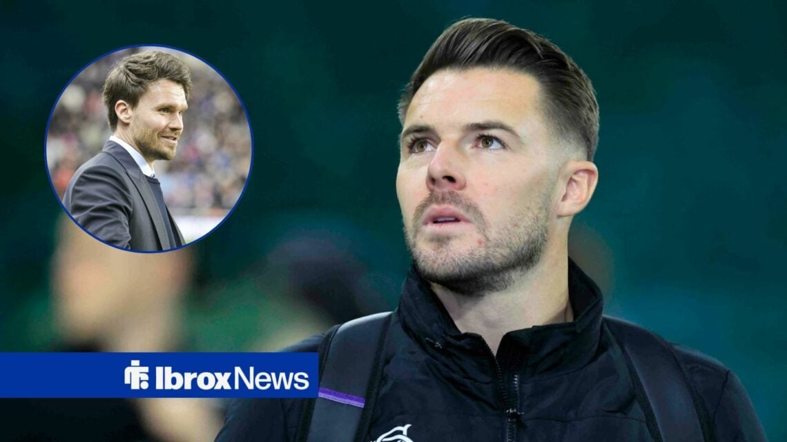 Rangers star Jack Butland looking nervous, Danny Rohl in inset.