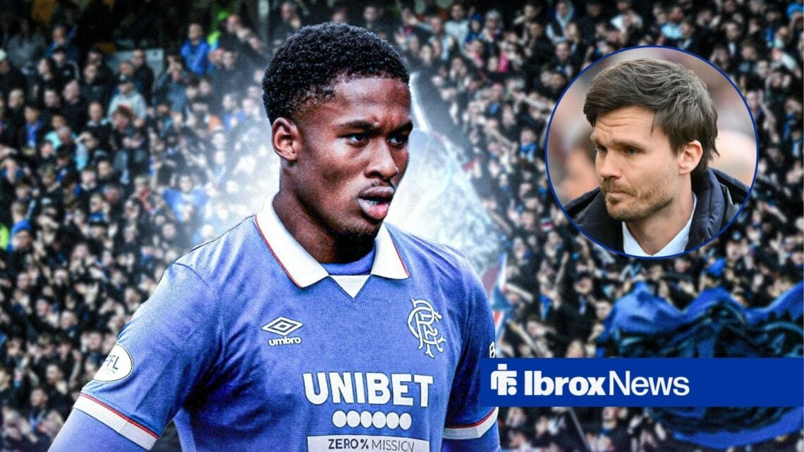 Rangers ace Jayden Meghoma looking baffled, Danny Rohl in inset.