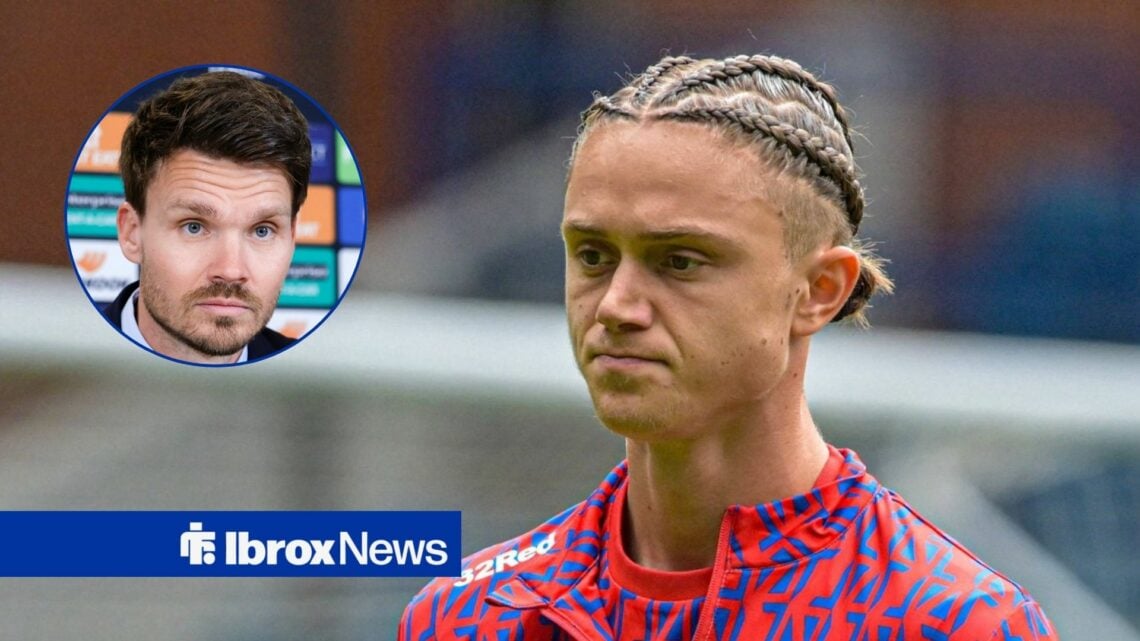 Rangers midfielder Thelo Aasgaard and Danny Rohl in circular inset