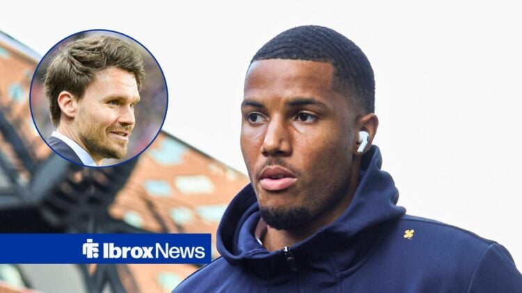 Volendam defender Xavier Mbuyamba and Rangers manager Danny Rohl in circular inset