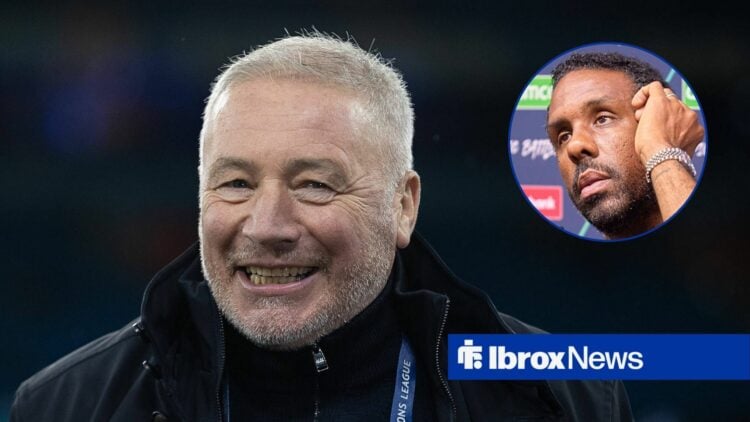 Rangers legeng Ally McCoist and Celtic manager Wilfried Nancy in circular inset