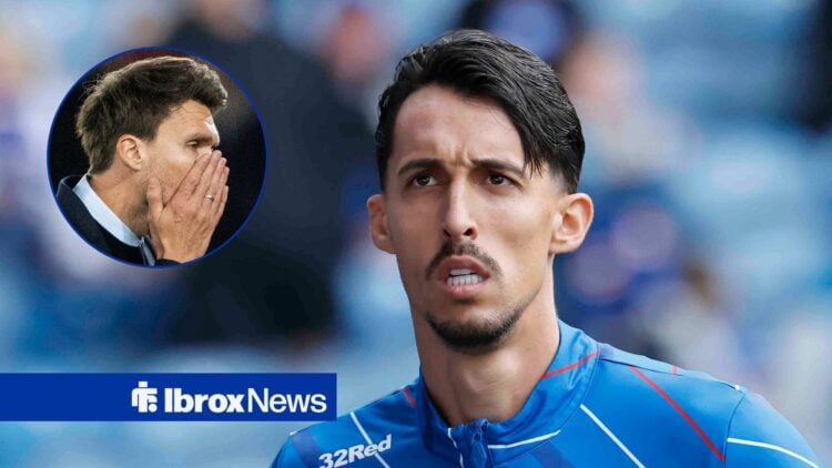Rangers striker Bojan Miovski and Danny Rohl in circular inset