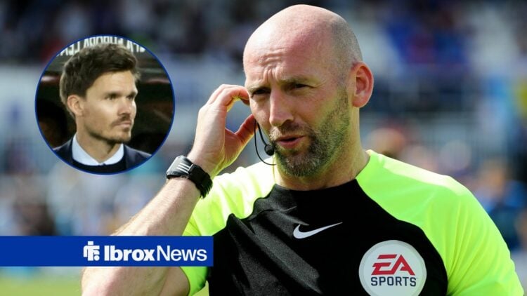 Bobby Madden pictured ahead of a game, with Danny Rohl in a circular frame inset