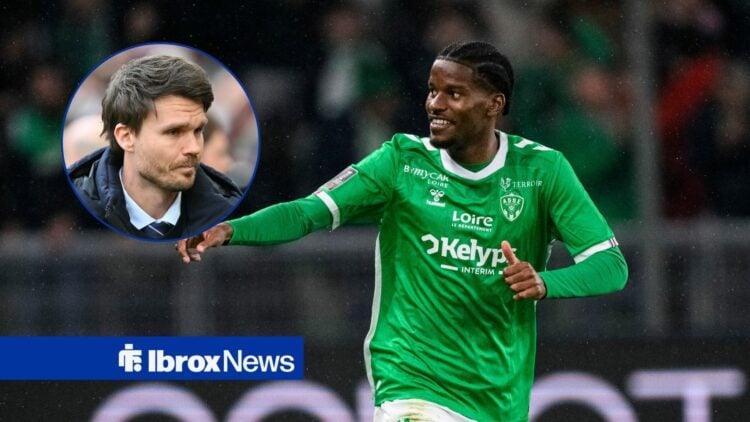 Pierre Ekwah playing for Saint-Etienne and Danny Rohl in a round overlay