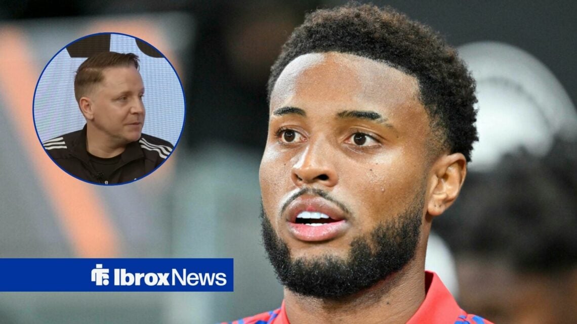 Rangers striker Youssef Chermiti looking baffled, Tam McManus in inset.