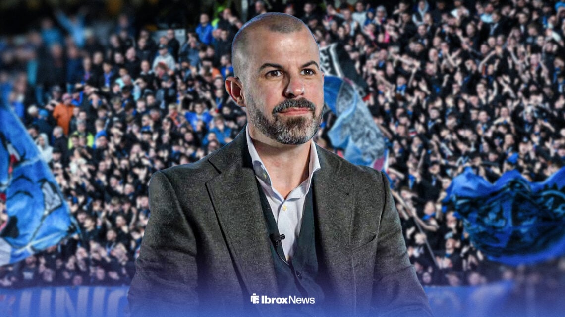 Real Betis sporting director Manu Fajardo with Ibrox in background