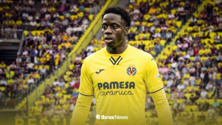 Rangers forward Djeidi Gassama in Villarreal home kit