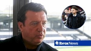 Jim Gillespie and a circular inset of Danny Rohl