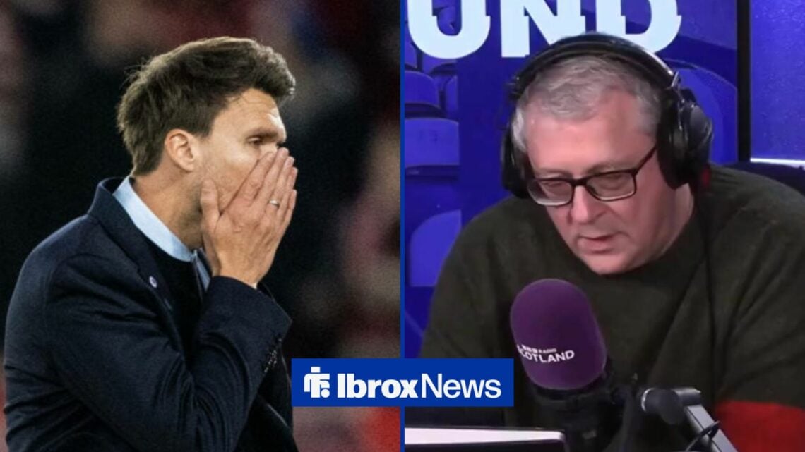 Rangers boss Danny Rohl upset, BBC journalist Tom English.