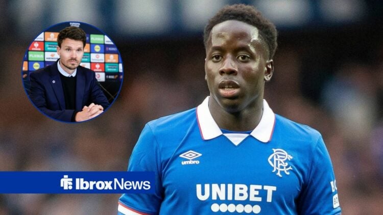 Rangers star Djeidi Gassama in action, Danny Rohl in inset.