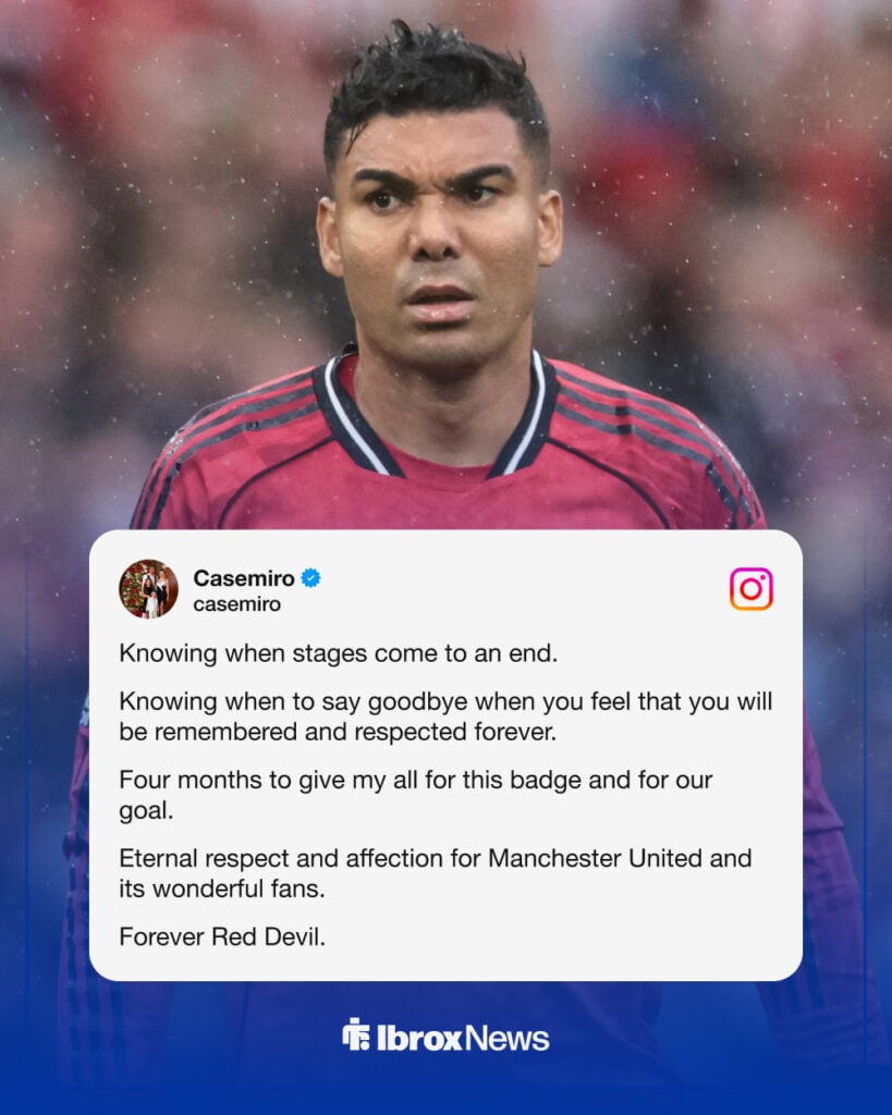 Casemiro instagram quote with image of player above