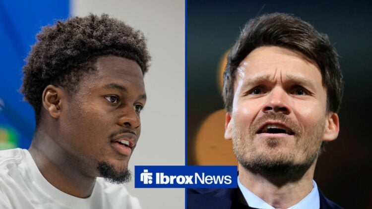 Sturm Graz midfielder Tochi Chukwuani and Rangers manager Danny Rohl side by side