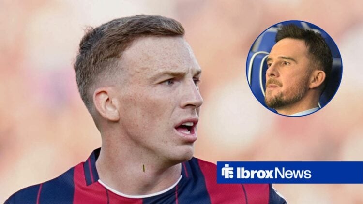 Bologna midfielder Lewis Ferguson and former Rangers interim manager Barry Ferguson in circular inset