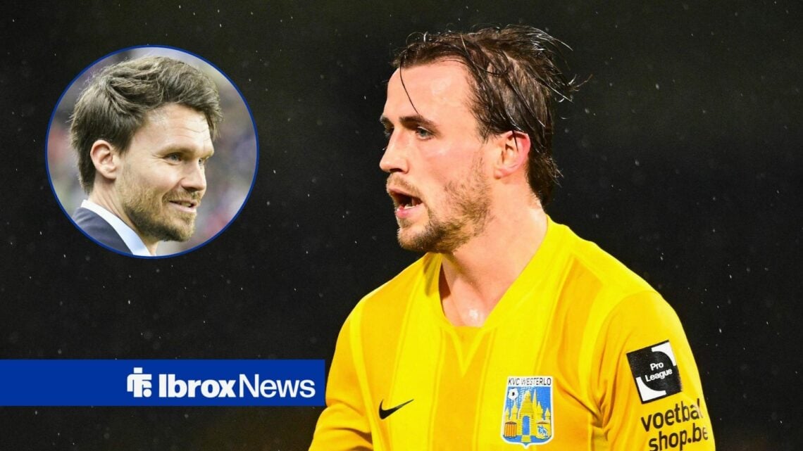 Westerlo defender Tuur Rommens and Rangers manager Danny Rohl in circular inset