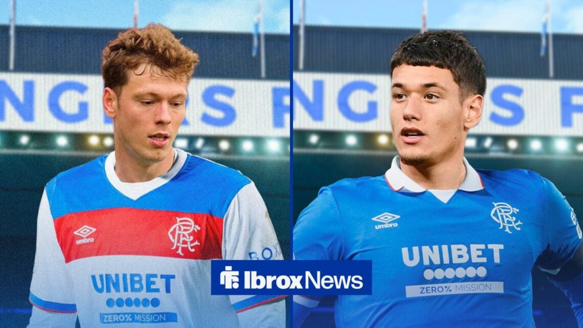 Andreas Skov Olsen and Damir Redzic in Rangers kits