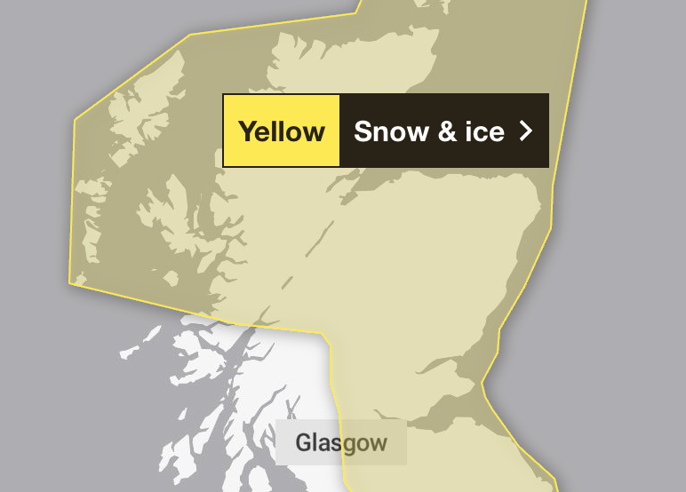 Met Office weather warnings now yellow in Glasgow