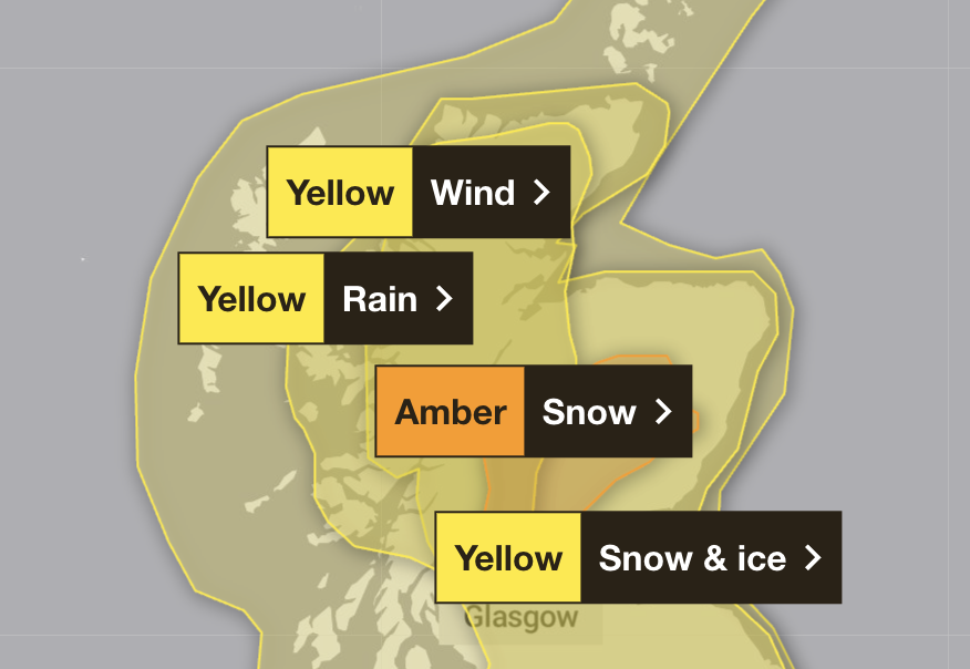 Met Office weather warnings for Scotland