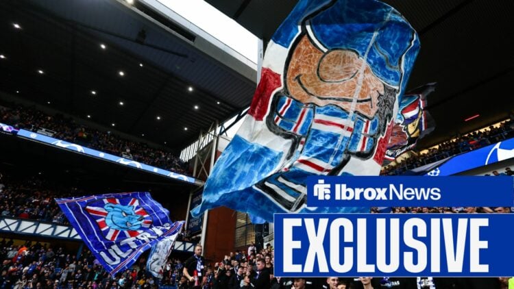 A general shot of Rangers fans inside Ibrox