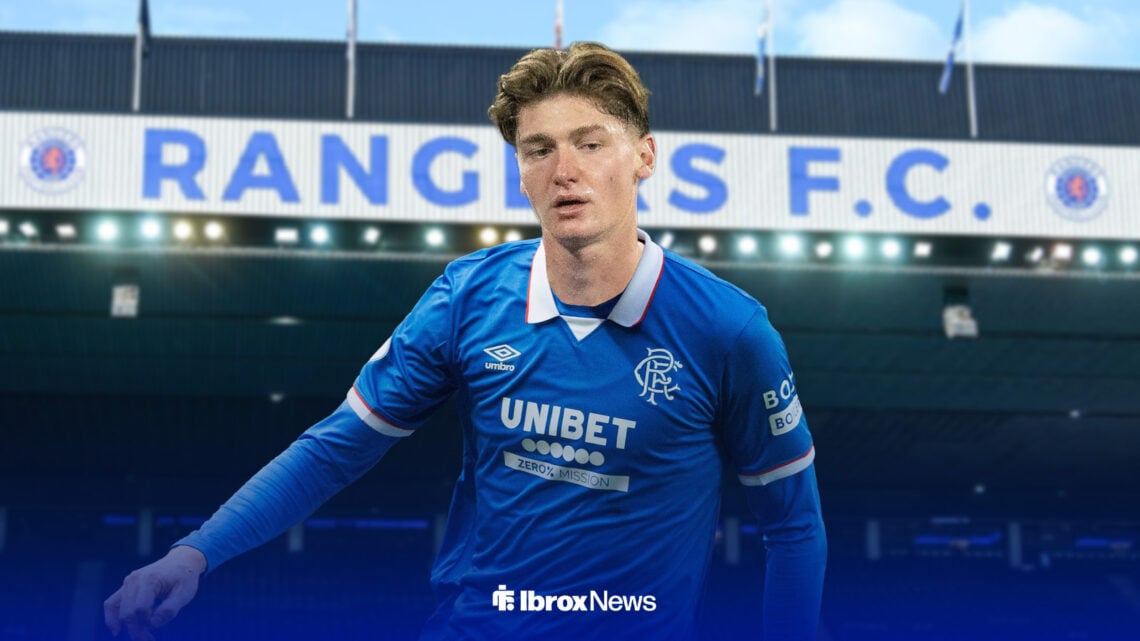 Ryan Naderi in a Rangers kit at Ibrox