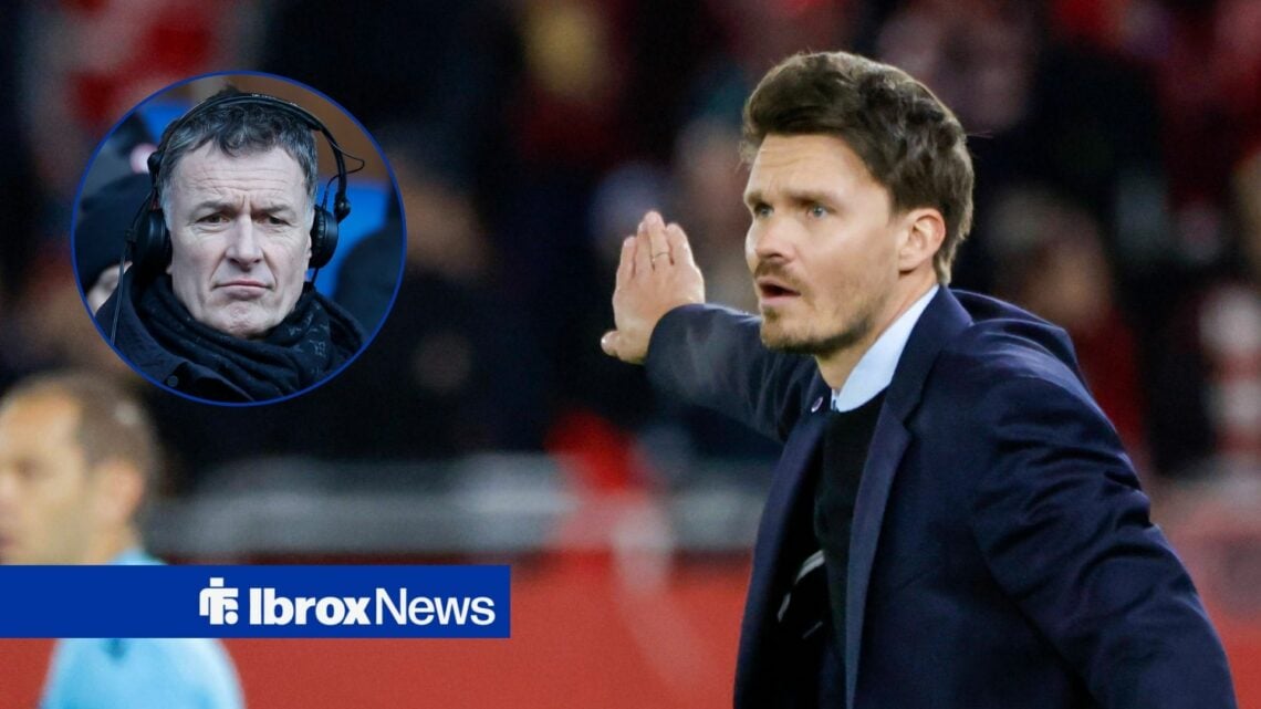 Chris Sutton frowns (inset) while Rangers boss Danny Rohl gesticulates