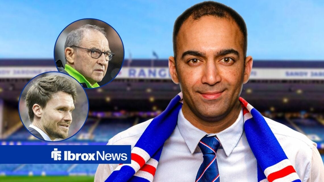 Martin O'Neill and Danny Rohl looking in the direction of Paraag Marathe.