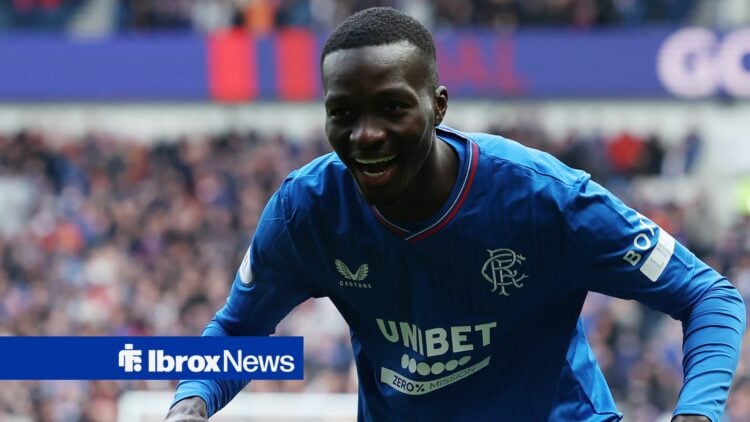 Mohamed Diomande celebrating for Rangers
