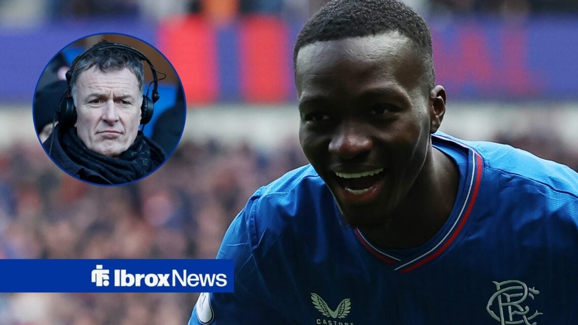 Pundit Chris Sutton inset and Rangers player Mohamed Diomande