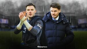 Jack Butland clapping in a Rangers shirt alongside Danny Rohl